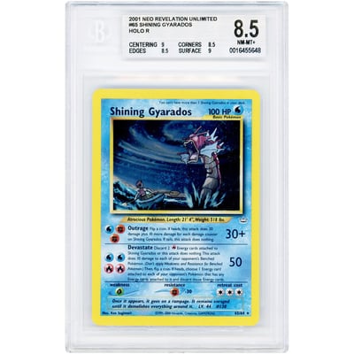 Shining Gyarados 2001 Pokemon Neo Revelation Double Holo Error #65 BGS Authenticated 8.5 Card