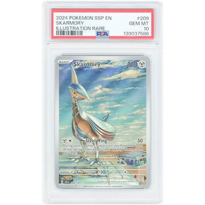 Skarmory 2024 Pokemon Surging Sparks Illustration Rare #209 PSA Authenticated 10 Card