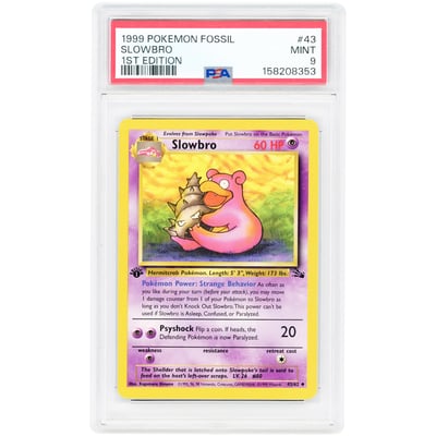 Slowbro 1999 Pokemon Fossil 1st Edition Uncommon #43 PSA Authenticated 9 Card