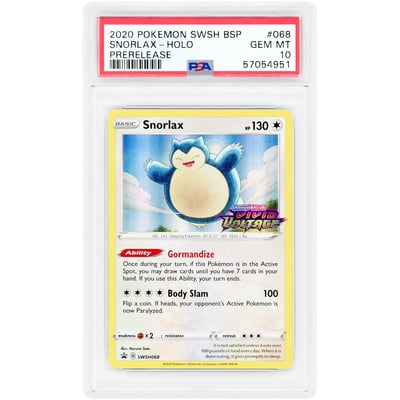 Snorlax 2020 Pokemon Vivid Voltage Prerelease Stamped Promo #SWSH068 PSA Authenticated 10 Card