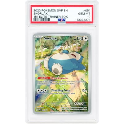 Snorlax 2023 Pokemon Scarlet & Violet 151 Elite Trainer Box Pokemon Center Exclusive Promo #51 PSA Authenticated 10 Card