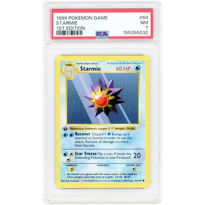 Starmie 1999 Pokemon Base Set 1st Edition Common #64 PSA Authenticated 7 Card