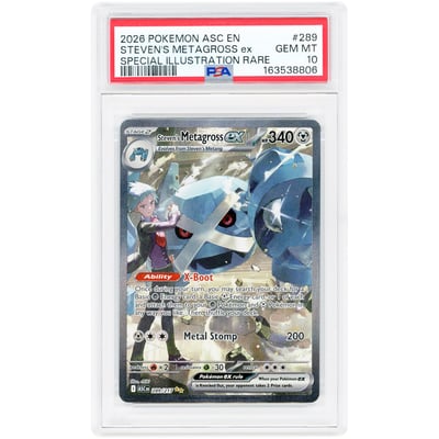 Steven's Metagross ex 2026 Pokemon Ascended Heroes Special Illustration Rare #289 PSA Authenticated 10 Card