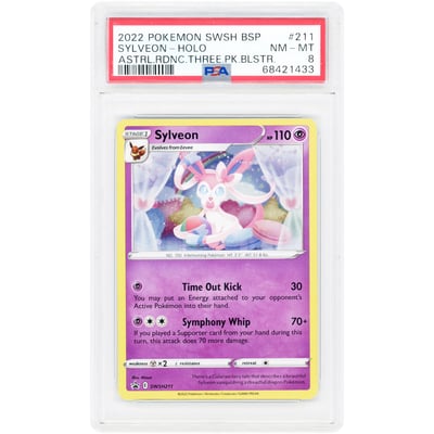 Sylveon 2022 Pokemon Sword & Shield Astral Radiance Three Pack Blister Promo #SWSH211 PSA Authenticated 8 Card