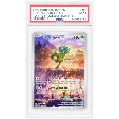 Teal Mask Ogerpon 2024 Pokemon Scarlet & Violet Twilight Masquerade #123 PSA Authenticated 9 Card