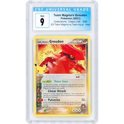Team Magma's Groudon 2021 Pokemon Celebrations Classic Collection Holo #9 CGC Authenticated 9 Card