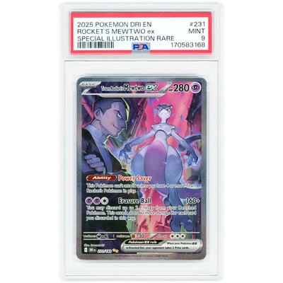 Team Rocket's Mewtwo ex 2025 Pokemon Destined Rivals Special Illustration Rare #231 PSA Authenticated 9 Card