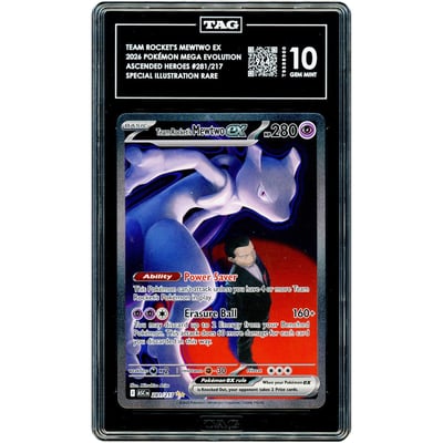 Team Rocket's Mewtwo ex 2026 Pokemon Ascended Heroes Special Illustration Rare #281 TAG Authenticated 10 Card