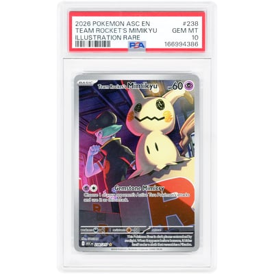 Team Rocket's Mimikyu 2026 Pokemon Ascended Heroes Illustration Rare #238 PSA Authenticated 10 Card