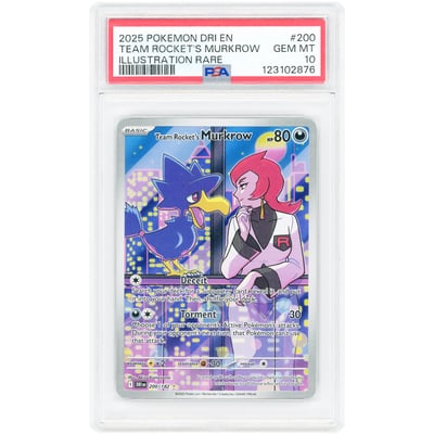 Team Rocket's Murkrow 2025 Pokemon Destined Rivals Illustration Rare #200 PSA Authenticated 10 Card
