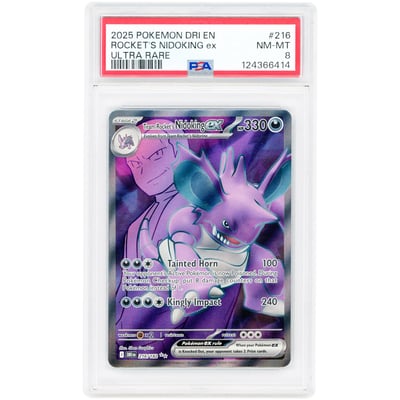 Team Rocket's Nidoking ex 2025 Pokemon Destined Rivals Ultra Rare #216 PSA Authenticated 8 Card