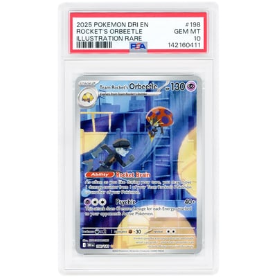 Team Rocket's Orbeetle 2025 Pokemon Destined Rivals Illustration Rare #198 PSA Authenticated 10 Card