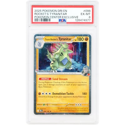 Team Rocket's Tyranitar 2025 Pokemon Center Exclusive Promo #96 PSA Authenticated 6 Card