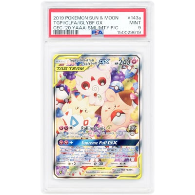Togepi & Cleffa & Igglybuff GX 2019 Pokemon Alternate Art Promo #143a PSA Authenticated 9 Card