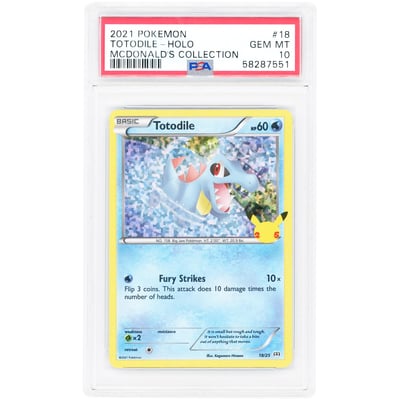 Totodile 2021 Pokemon McDonald's 25th Anniversary Promo #18 PSA Authenticated 10 Card