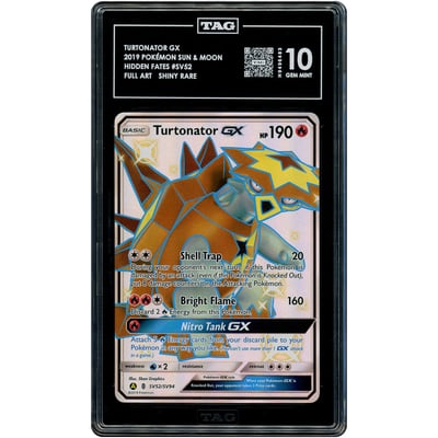 Turtonator GX 2019 Pokemon Hidden Fates Shiny Holo Rare #SV52/SV94 TAG Authenticated 10 Card