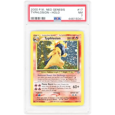 Typhlosion 2000 Pokemon Neo Genesis Holo Rare #17 PSA Authenticated 7 Card
