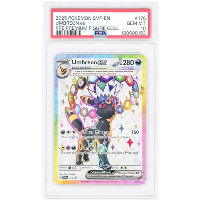 Umbreon ex 2025 Pokemon Scarlet & Violet Pre Premium Figure Collection #176 PSA Authenticated 10 Card
