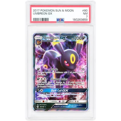 Umbreon GX 2017 Pokemon Sun & Moon Base Set Ultra Rare #80 PSA Authenticated 7 Card