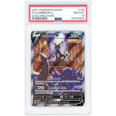 Umbreon V 2021 Pokemon Evolving Skies Alternate Full Art Ultra Rare #189 PSA Authenticated 10 Card