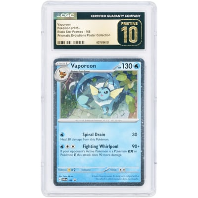 Vaporeon 2025 Pokemon Scarlet & Violet Cosmos Holo Promo #168 CGC Authenticated Pristine 10 Card