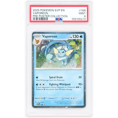 Vaporeon 2025 Pokemon Scarlet & Violet Promo #168 PSA Authenticated 9 Card