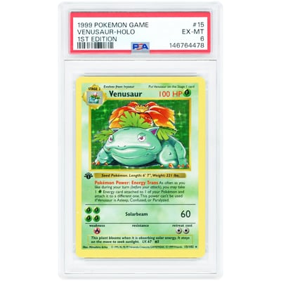 Venusaur 1999 Pokemon Base Set 1st Edition Holo Rare #15 PSA Authenticated 6 Card