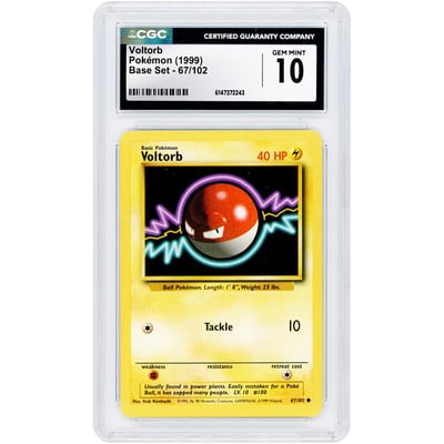 Voltorb 1999 Pokemon Base Set Common #67 CGC Authenticated 10 Card