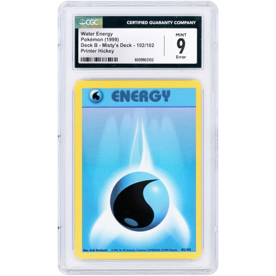 Water Energy 1999 Pokemon Trainer Deck B - Misty's Deck Printer Hickey Error #102 CGC Authenticated 9 Card