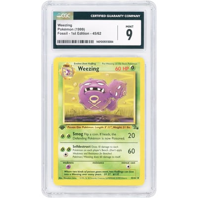 Weezing 1999 Pokemon Fossil 1st edition Uncommon #45 CGC Authenticated 9 Card