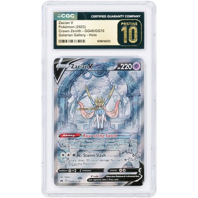 Zacian V 2023 Pokemon Crown Zenith Galarian Gallery Ultra Holo Rare #GG48 CGC Authenticated Pristine 10 Card