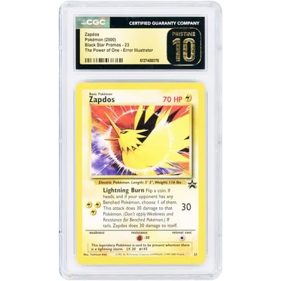 Zapdos 2000 Pokemon The Power of One Promo Error Illustrator #23 CGC Authenticated Pristine 10 Card