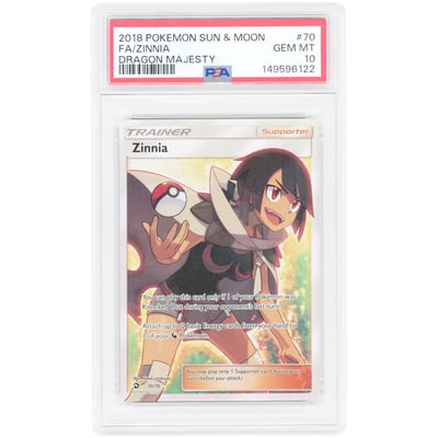 Zinnia 2018 Pokemon Dragon Majesty Ultra Rare #70 PSA Authenticated 10 Card