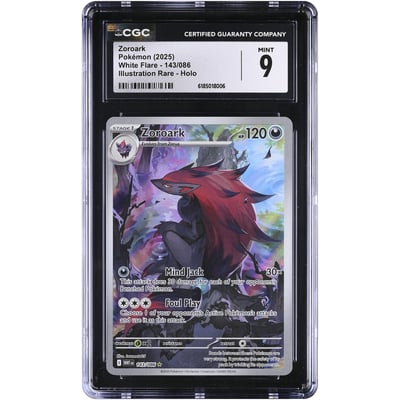 Zoroark 2025 Pokemon White Flare Illustration Rare #143 CGC Authenticated 9 Card