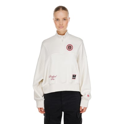  Portland Fire New Era Women's Dolman Quarter-Zip Fleece Pullover - Cream