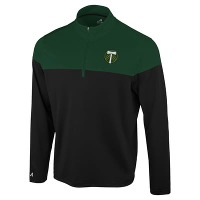 Portland Timbers Antigua Hinder Quarter-Zip Pullover - Black/Green