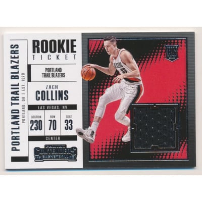 2017-18 Panini Contenders Rookie Ticket Swatches #9 Zach Collins