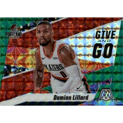 2019-20 Panini Mosaic Give and Go Mosaic Green #7 Damian Lillard