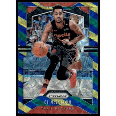 2019-20 Panini Prizm Prizms Choice Blue Yellow and Green #113 CJ McCollum
