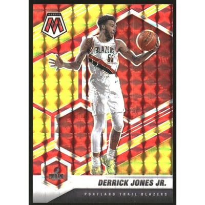 2020-21 Panini Mosaic Mosaic Choice Fusion Red and Yellow #31 Derrick Jones Jr.
