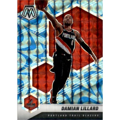 2020-21 Panini Mosaic Mosaic Reactive Blue #93 Damian Lillard