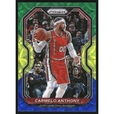 2020-21 Panini Prizm Prizms Choice Blue Yellow and Green #154 Carmelo Anthony