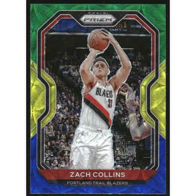 2020-21 Panini Prizm Prizms Choice Blue Yellow and Green #6 Zach Collins