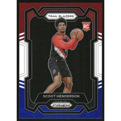 2023-24 Panini Prizm Prizms Red White and Blue #141 Scoot Henderson