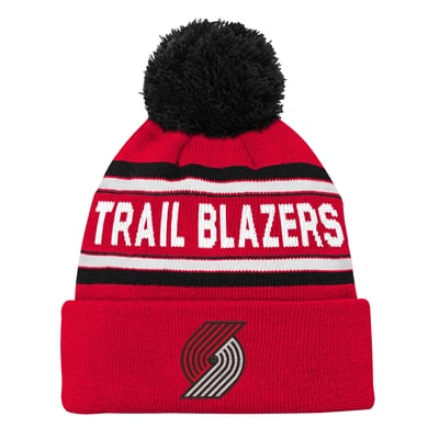 Portland Trail Blazers Outerstuff Backboard Jacquard Cuffed Knit Hat with Pom  - Red