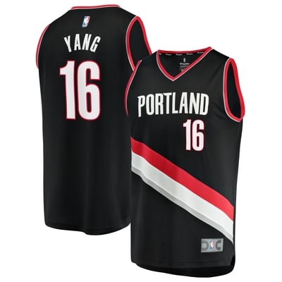 Yang Hansen Portland Trail Blazers Fanatics Fast Break Replica Jersey - Icon Edition - Black
