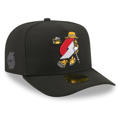  Portland Trail Blazers New Era Injection Cartoon Logo A-Frame 59FIFTY Fitted Hat - Black