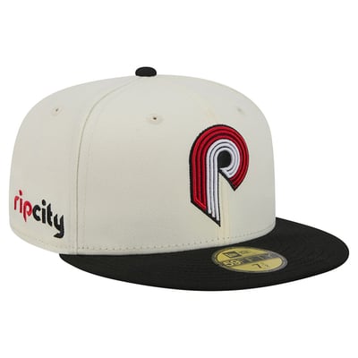 Portland Trail Blazers New Era Deceptor 59FIFTY Fitted Hat - Cream/Black