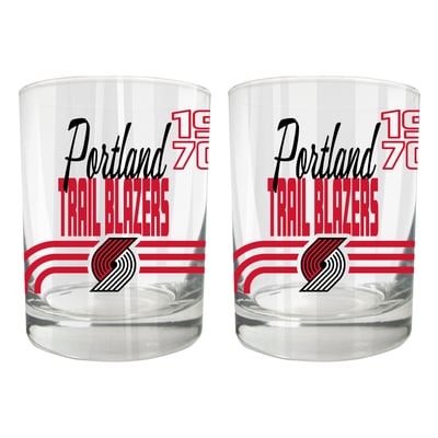 Portland Trail Blazers Two-Piece 12oz. Heritage Rocks Glass Set