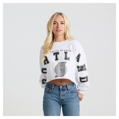 Portland Trail Blazers Fanatics Women's Spirit Jersey Cropped Long Sleeve T-Shirt - White